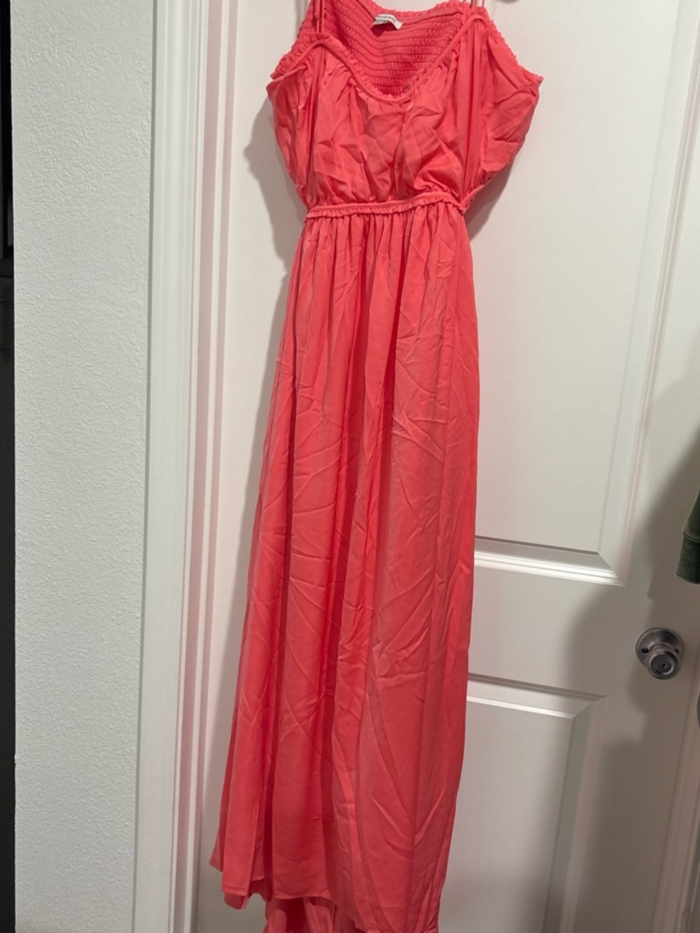 American Eagle Outfitters Coral Maxi Dress with Smocked Bodice